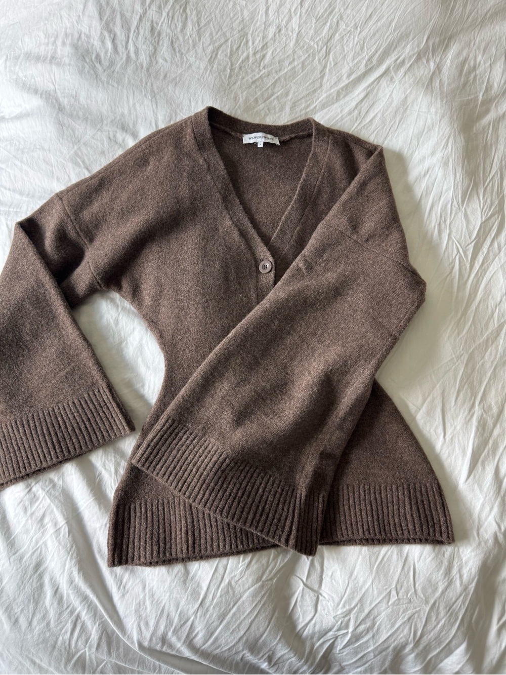WeWoreWhat Chocolate Brown V-Neck Button Cardigan NWOT - Picture 2 of 4